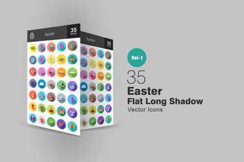 35 Easter Flat Long Shadow Icons
