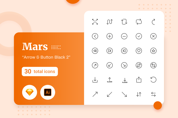 Mars - Arrow & Button Black 2 