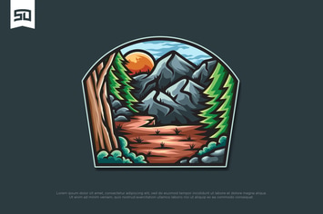 Mountain Nature Design Badge Illustration Design