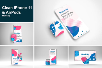 Clean iPhone 11 & AirPods Mockup