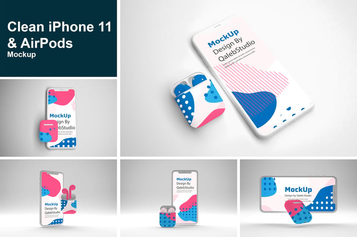 Clean iPhone 11 & AirPods Mockup