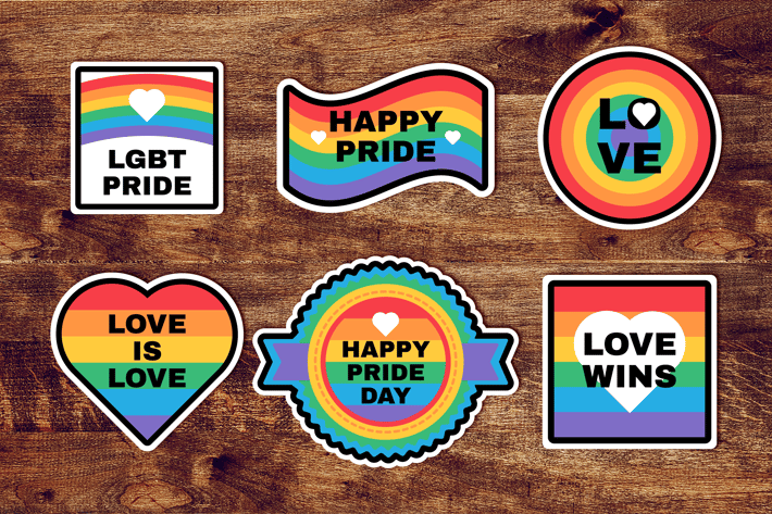 Pride Day Rainbow Stickers Set