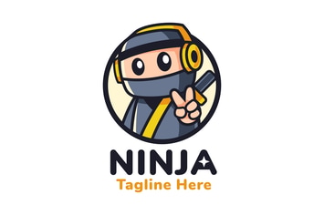 Ninja Wearing Headphone Mascot Logo Design