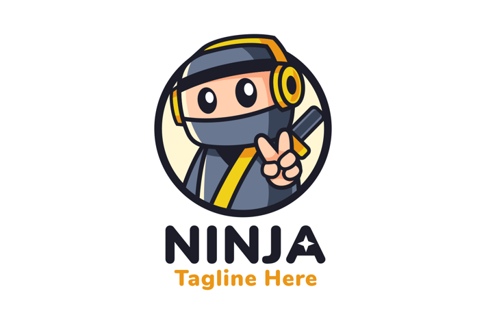Ninja Wearing Headphone Mascot Logo Design