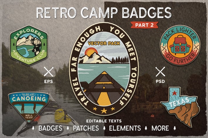 Retro Camp Badges / Adventure Logo Patches. Part 2