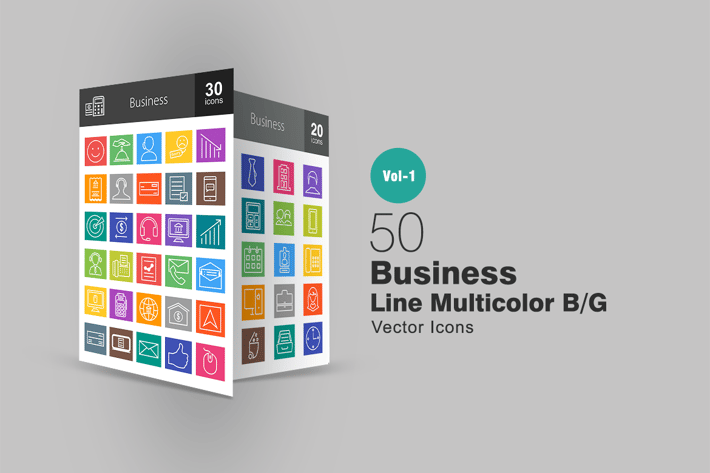 50 Business Line Multicolor Icons