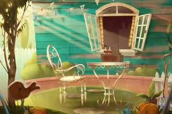 Backyard Garden Summer Illustration