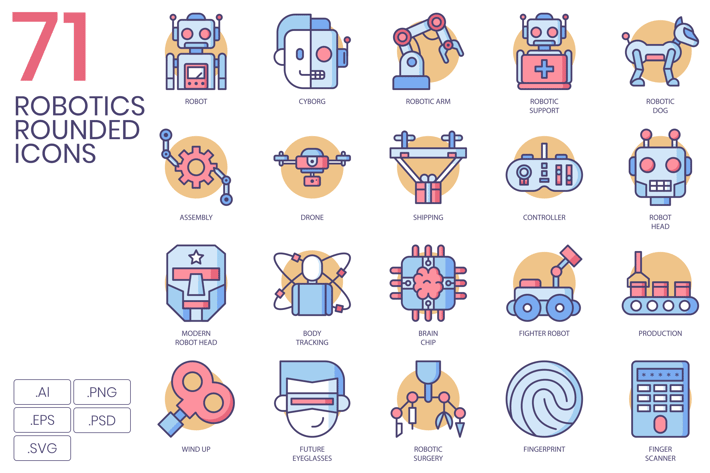 71 Robotics Rounded Icons