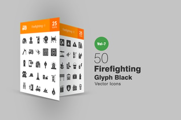 50 Firefighting Glyph Icons