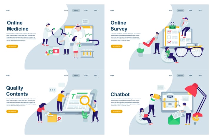 Set of Landing Page Templates Flat Concept