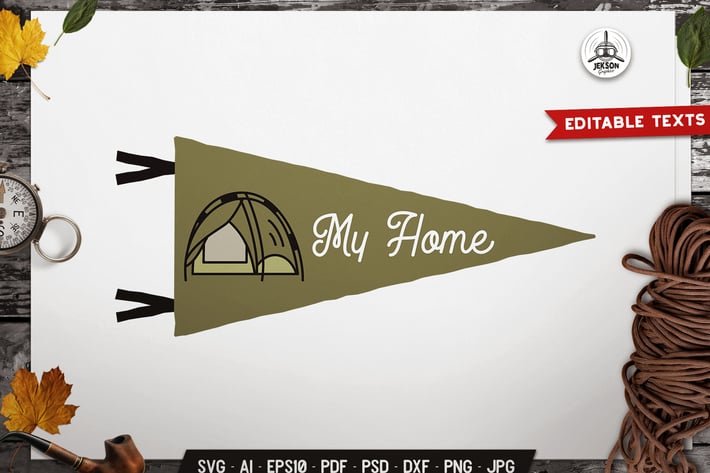 Tent Is My Home Pennant Label Badge Retro Design