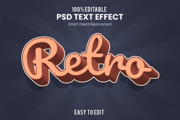 Retro 3D Text Effect Action PSD 