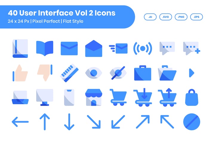 40 User Interface Vol 2 Icons Set - Flat