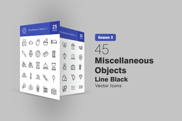 45 Miscellaneous Objects Line Icons