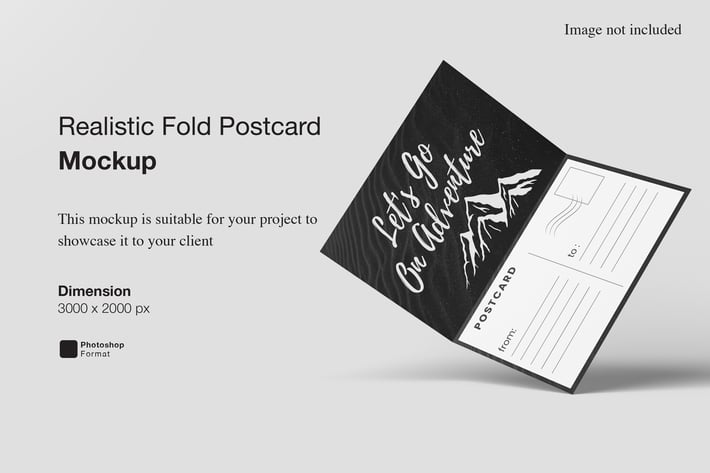 Realistic Fold Postcard Mockup