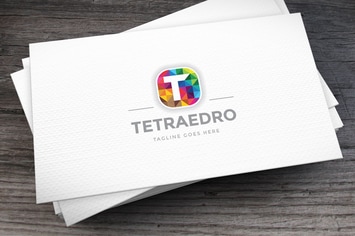 Tetraedro Letter T Logo Template