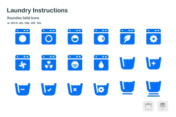 Laundry Instructions Roundies Solid Glyph Icons