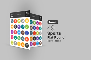 49 Sports Flat Round Icons Season II