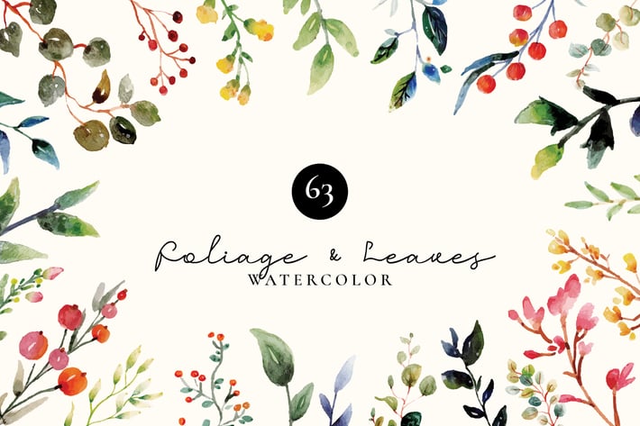 Foliage and Leaves Watercolor Set