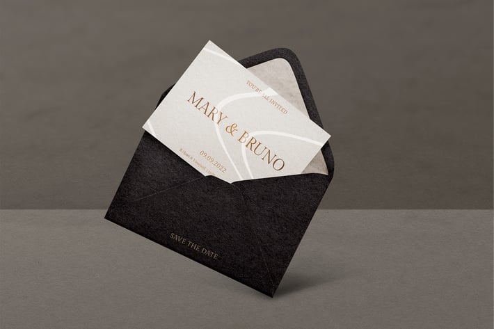 Invitation card mockup in black and gold