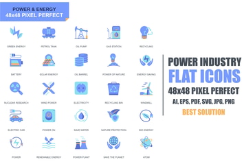 Simple Set Power Industry and Energy Flat Icons