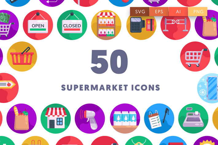 50 Supermarket Icons