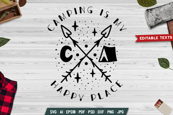 Camping Is My Happy Place Badge Template