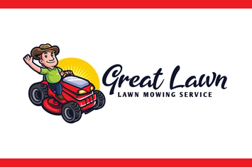 Lawn Mowing and Landscaping Character Mascot Logo