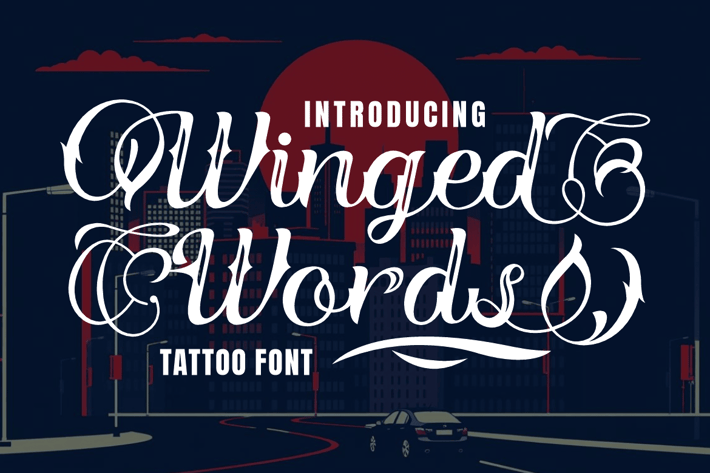 Winged Words - Tattoo Font