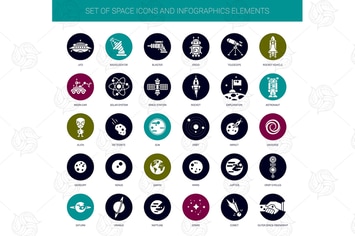 Space - modern flat design icon set