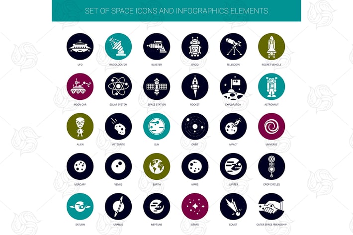 Space - modern flat design icon set