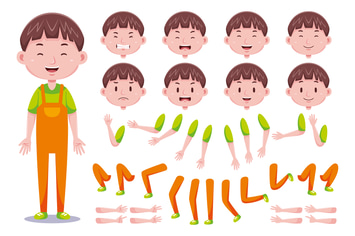 Front View Cute Boys Character Creation Set #2