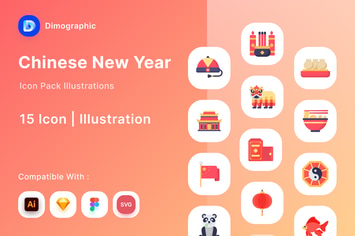 Chinese New Year Icon Illustration