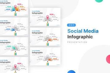 Creative Pencil & Social Media Icons Infographic 
