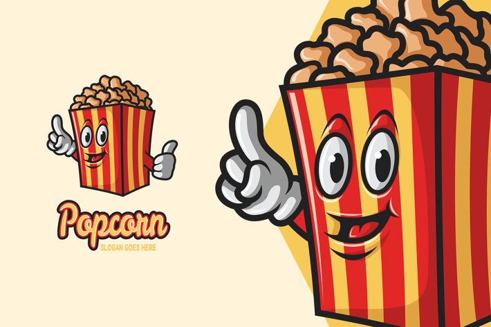 Popcorn - Mascot Logo
