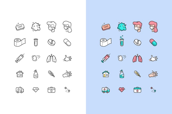 vector medical icons about coronavirus (COVID-19)