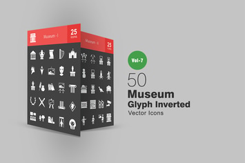 50 Museum Glyph Inverted Icons