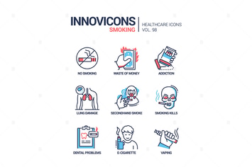 Smoking - line design style icons set