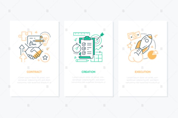 Business processes - line design style banners set
