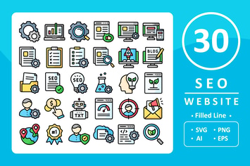 30 Seo & Website Icons - Filled Line