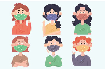 Avatars Wearing Fabric Masks Illustration