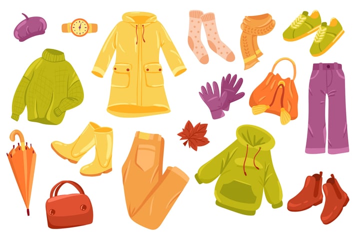 Autumn Clothing Isolated Elements Set