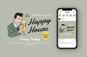 Happy Hours Instagram Feed + Flyer