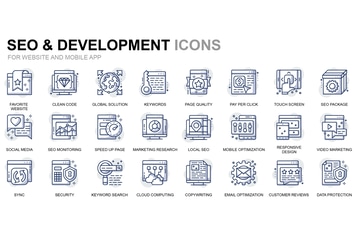 Seo and Development Thin Line Icons