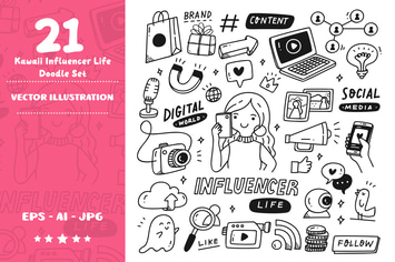 Kawaii Influencers Life Doodle Set