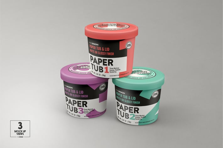 Paper Tub with Lid Packaging Mockup