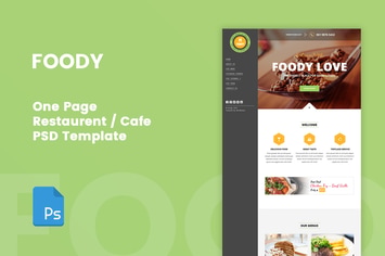Foody - One Page Restaurant/Recipe PSD Template