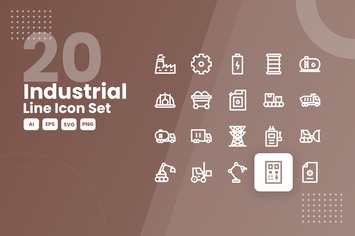 20 Industrial Line Icon Set