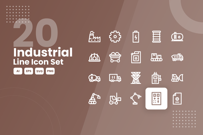 20 Industrial Line Icon Set