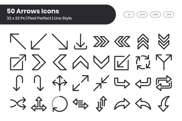 50 Arrows Icons Set - Line